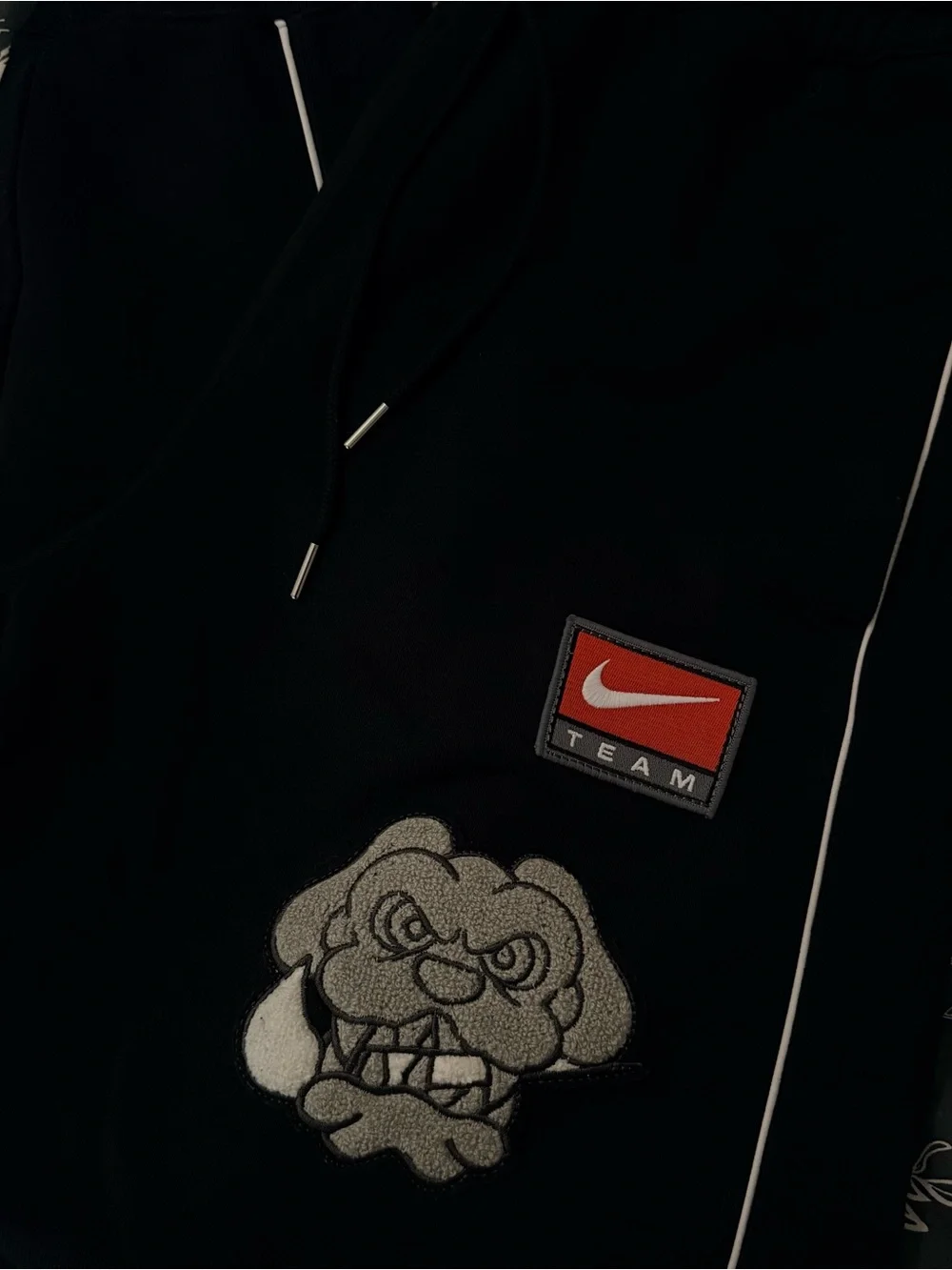 Nike Black Zip-Up Sweatpants with White Logo
